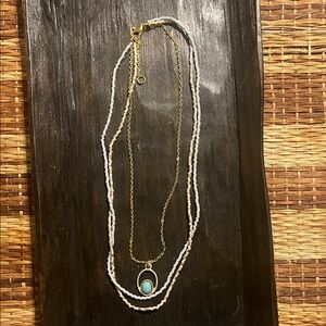 Chic Gold and Turquoise Layered Necklace